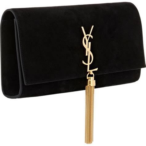 ysl black suede clutch|authentic ysl handbag clutch.